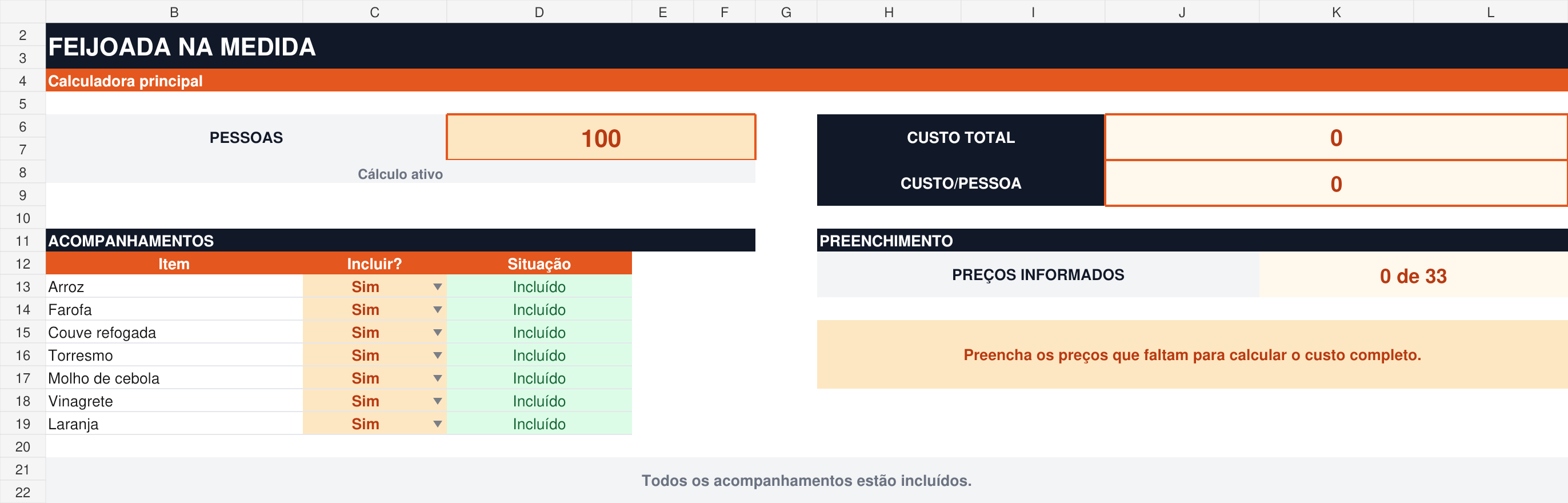 Calculadora Feijoada na Medida